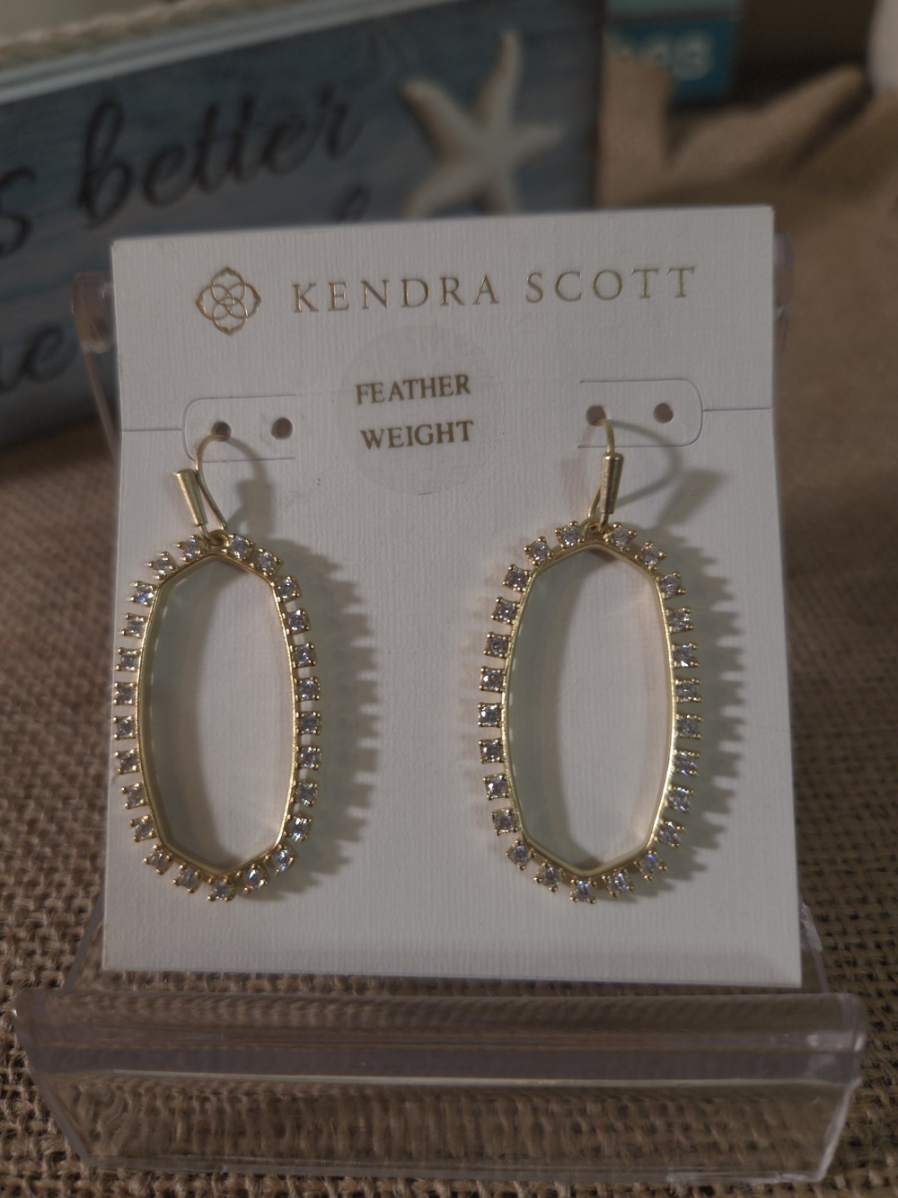 Kendra Scott Gold Oval Crystal Drop Earrings